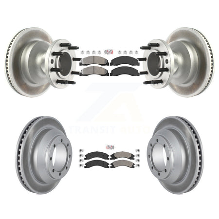 Front Rear Semi-Metallic Pad Coat Brake Rotor Hub Kit For Ford E-350 Super Duty Econoline KGA-105512
