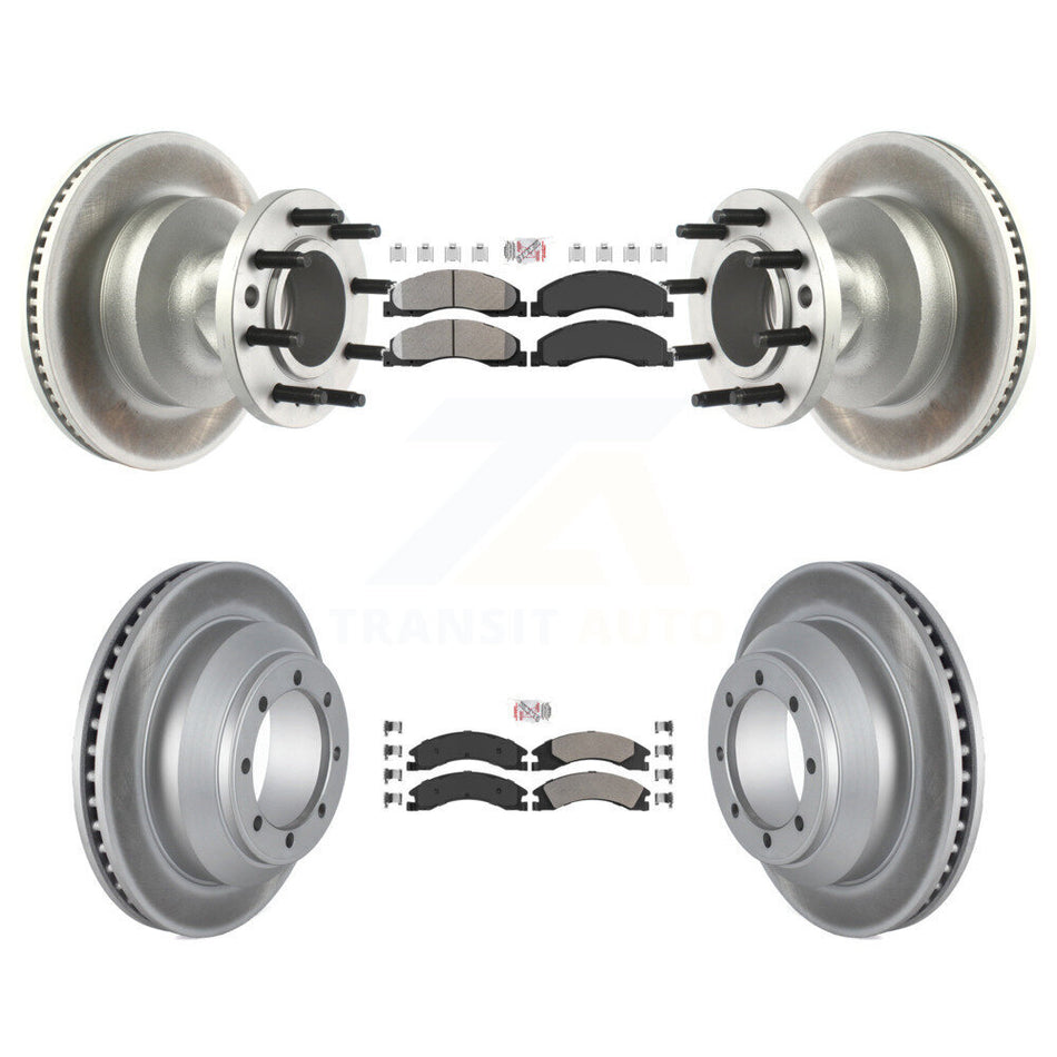 Front Rear Semi-Metallic Pad Coat Brake Rotor Hub Kit For Ford E-350 Super Duty Econoline KGA-105512