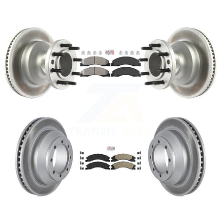 Front Semi-Metallic Rear Ceramic Pad Coat Disc Brake Rotors Kit For Ford E-350 Super Duty KGA-105513