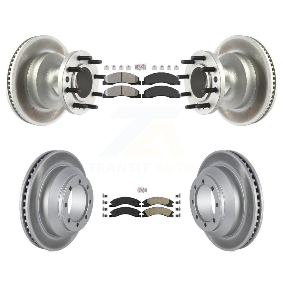 Front Semi-Metallic Rear Ceramic Pad Coat Disc Brake Rotors Kit For Ford E-350 Super Duty KGA-105513