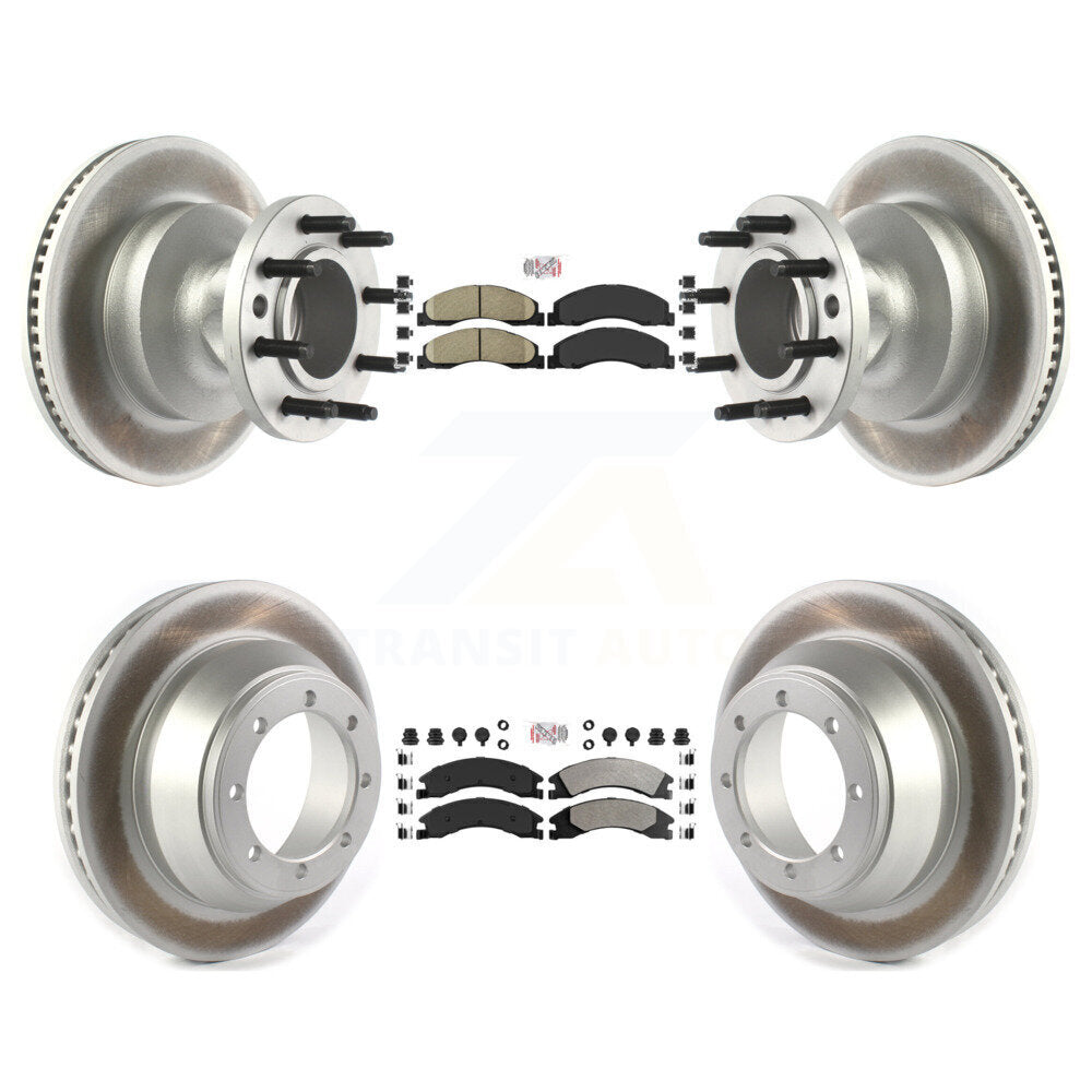 Front Ceramic Rear Semi-Metallic Pad Coat Disc Brake Rotors Kit For Ford E-450 Super Duty KGA-105516