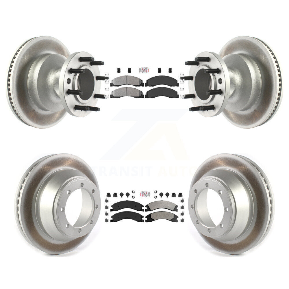 Front Rear Semi-Metallic Pad Coat Brake Rotor Kit For Ford E-450 Super Duty DIESEL engine KGA-105519