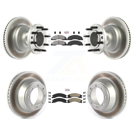 Front Semi-Metallic Rear Ceramic Pad Coat Disc Brake Rotors Kit For Ford E-450 Super Duty KGA-105521