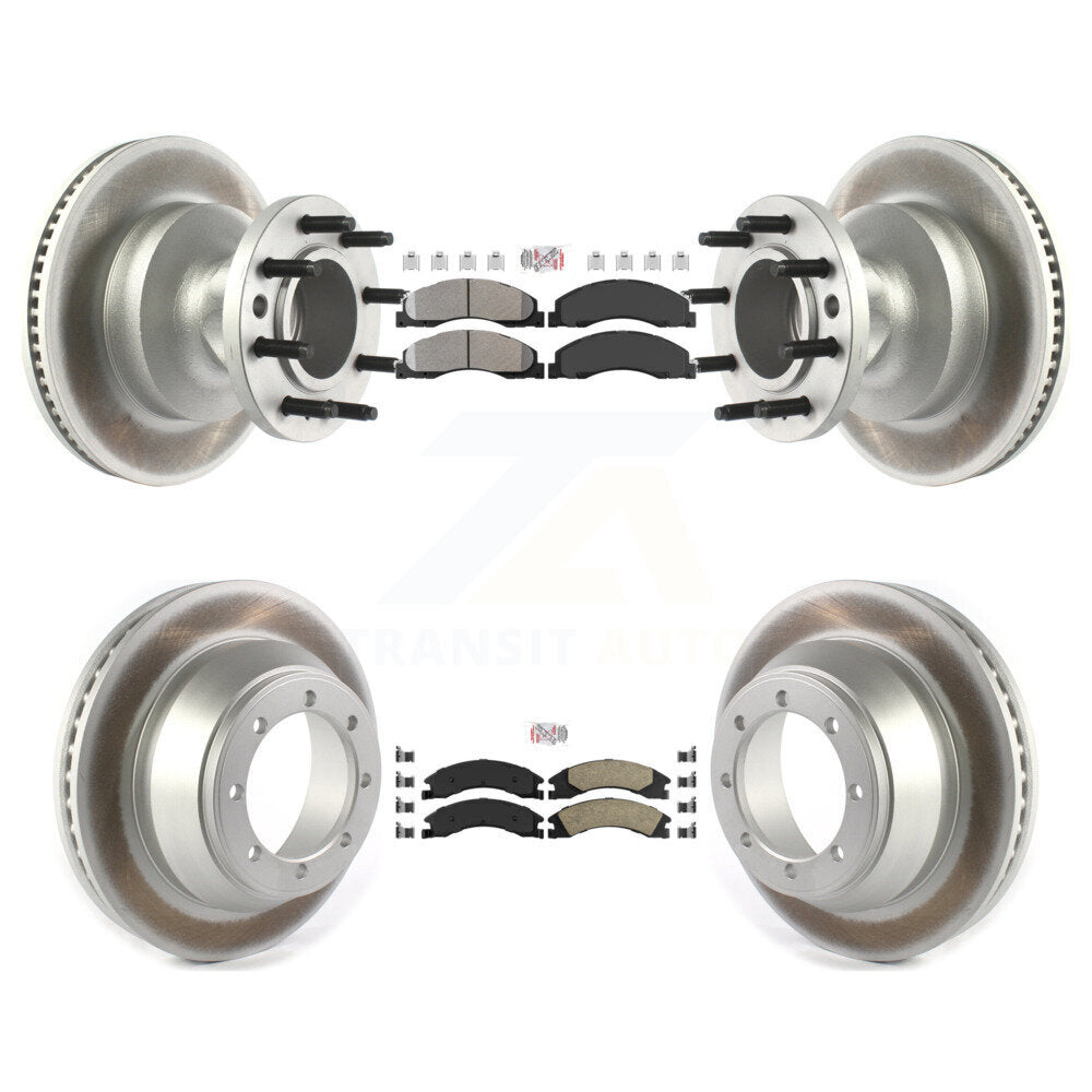 Front Semi-Metallic Rear Ceramic Pad Coat Disc Brake Rotors Kit For Ford E-450 Super Duty KGA-105524