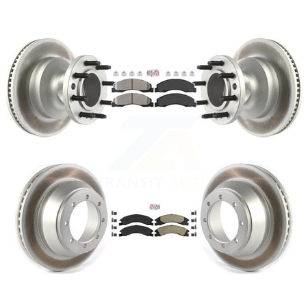 Front Semi-Metallic Rear Ceramic Pad Coat Disc Brake Rotors Kit For Ford E-450 Super Duty KGA-105524