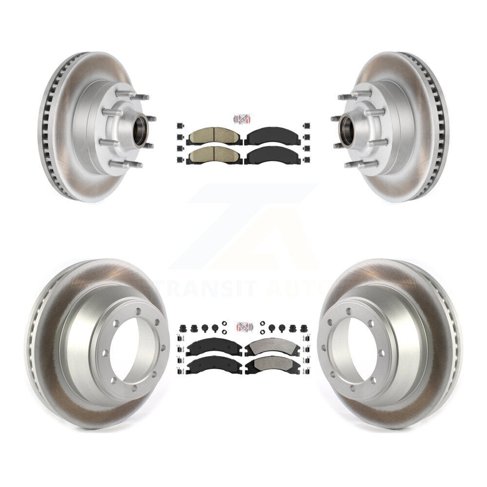 Front Ceramic Rear Semi-Metallic Pad Coat Disc Brake Rotors Kit For Ford E-450 Super Duty KGA-105525