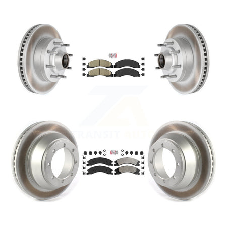 Front Ceramic Rear Semi-Metallic Pad Coat Disc Brake Rotors Kit For Ford E-450 Super Duty KGA-105525
