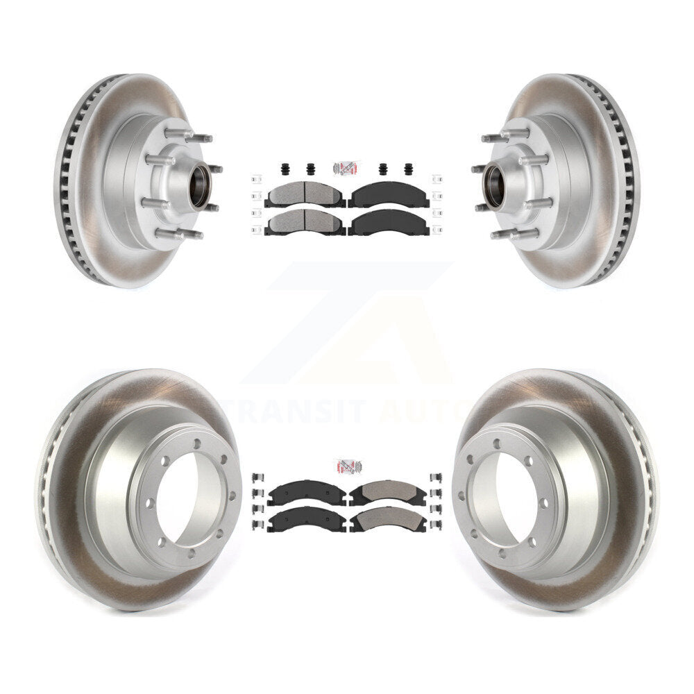 Front Rear Semi-Metallic Pad Coat Brake Rotor Kit For Ford E-450 Super Duty DIESEL engine KGA-105529