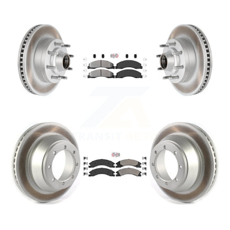 Front Rear Semi-Metallic Pad Coat Brake Rotor Kit For Ford E-450 Super Duty DIESEL engine KGA-105529