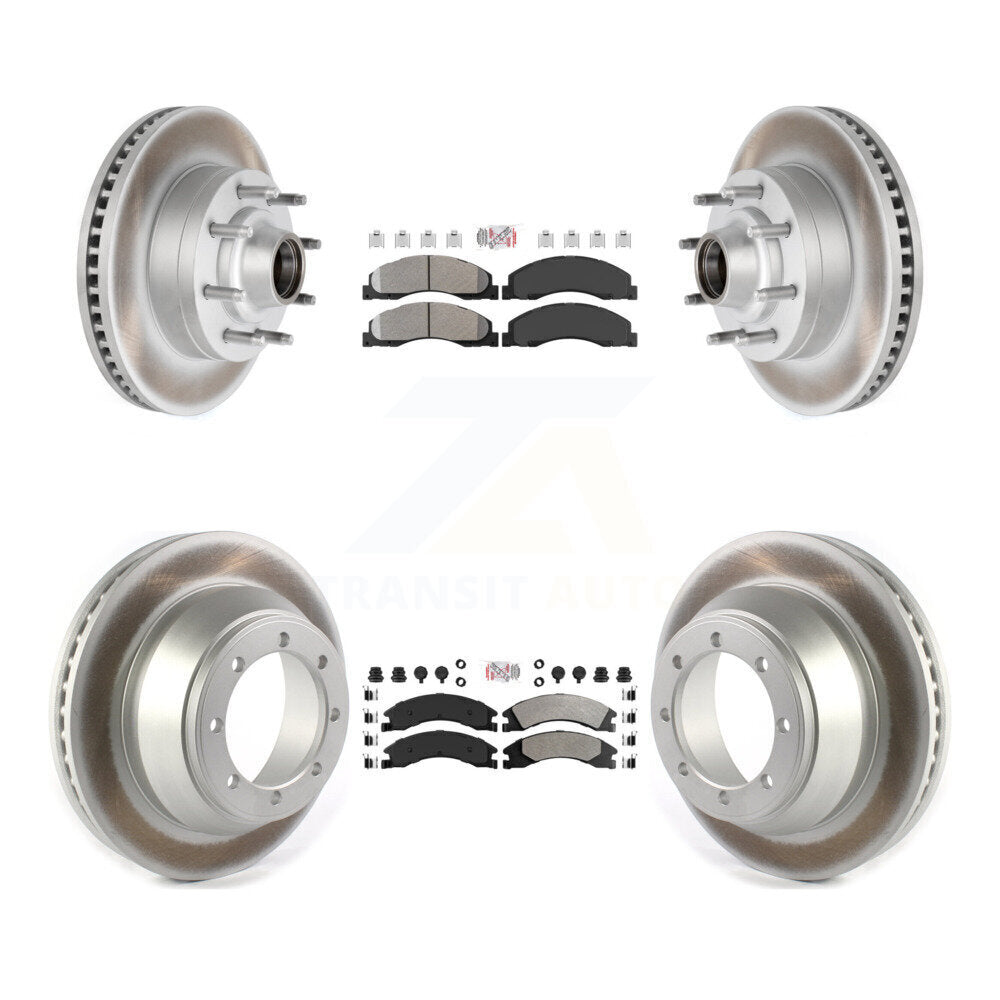 Front Rear Semi-Metallic Pad Coat Brake Rotor Kit For Ford E-450 Super Duty DIESEL engine KGA-105531
