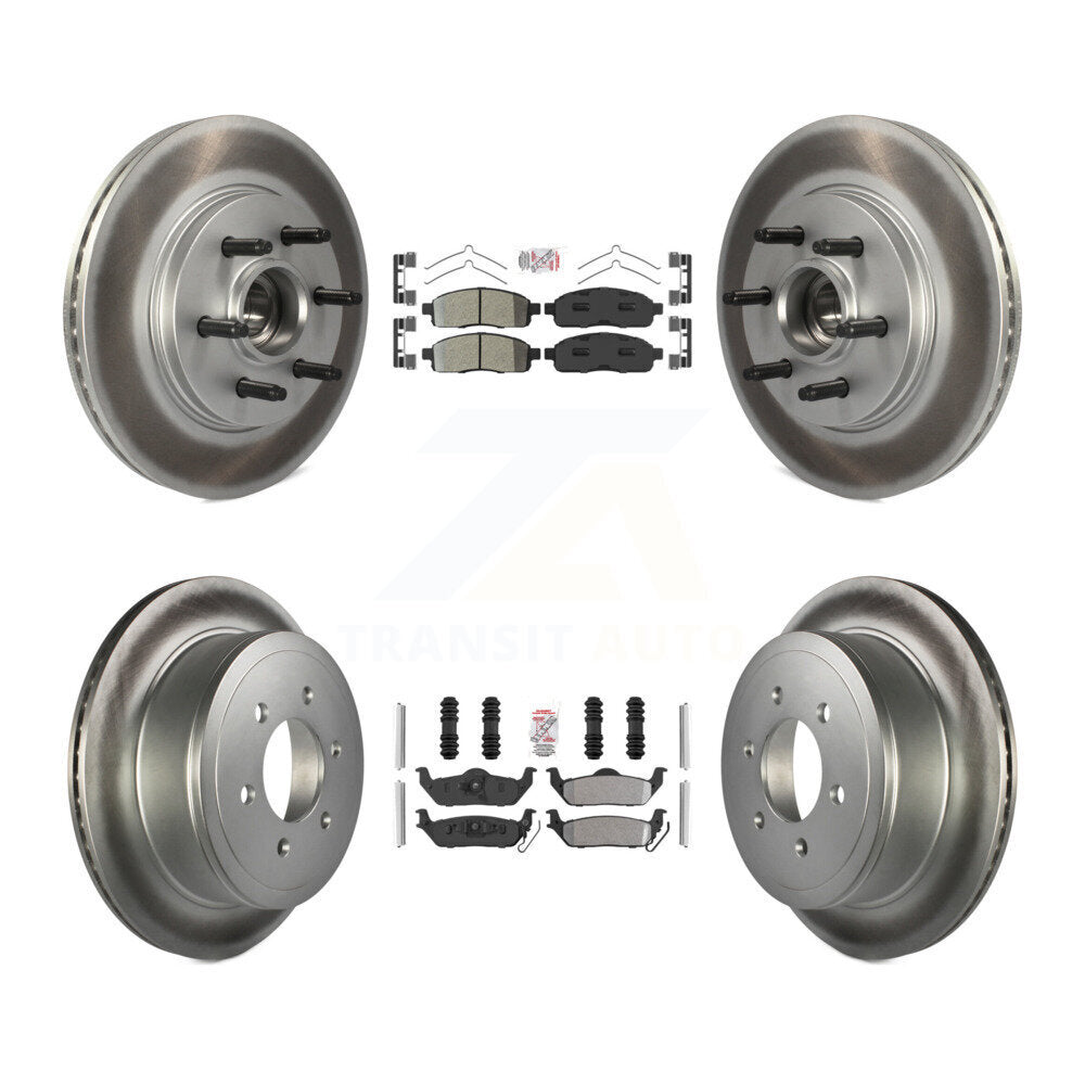 Front Rear Semi-Metallic Pad Coat Disc Brake Rotor Kit For Ford F-150 Lincoln Mark LT RWD KGA-105537