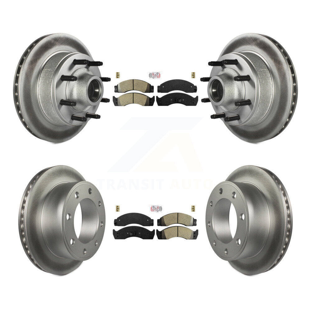 Front Rear Semi-Metallic Pad Coat Brake Rotor Hub Kit For Ford E-450 Econoline Super Duty KGA-105542
