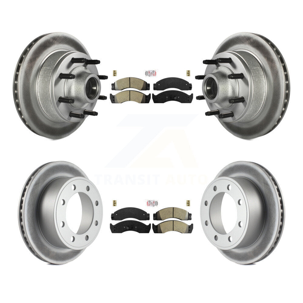 Front Rear Semi-Metallic Pad Coat Brake Rotor Hub Kit For Ford E-450 Econoline Super Duty KGA-105543