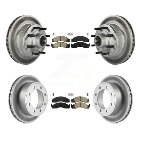 Front Rear Semi-Metallic Pad Coat Brake Rotor Hub Kit For Ford E-450 Econoline Super Duty KGA-105543