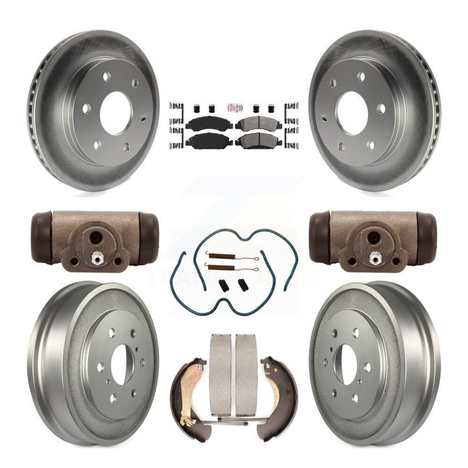 Front Rear Disc Brake Rotor Semi-Metallic Pad & Coated Drum Kit (9Pc) For GMC Sierra 1500 KGA-105552