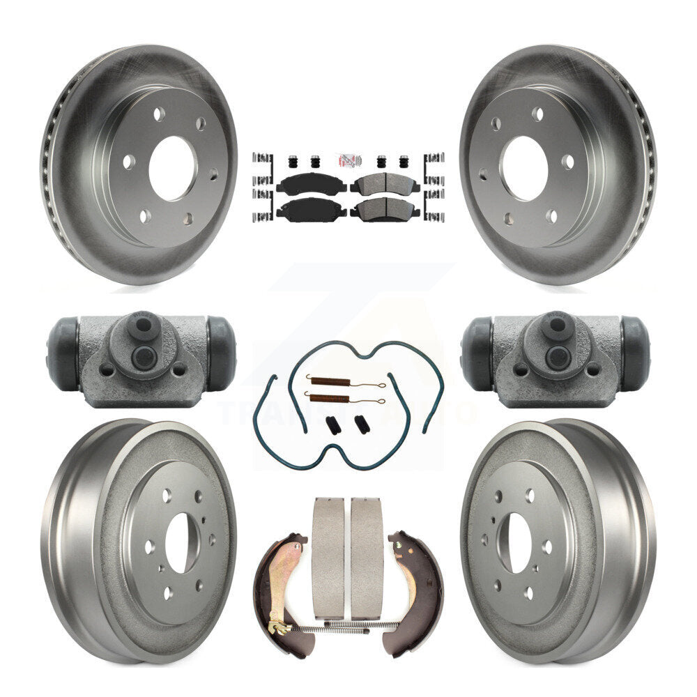 Front Rear Disc Brake Rotor Semi-Metallic Pad & Coated Drum Kit (9Pc) For GMC Sierra 1500 KGA-105553