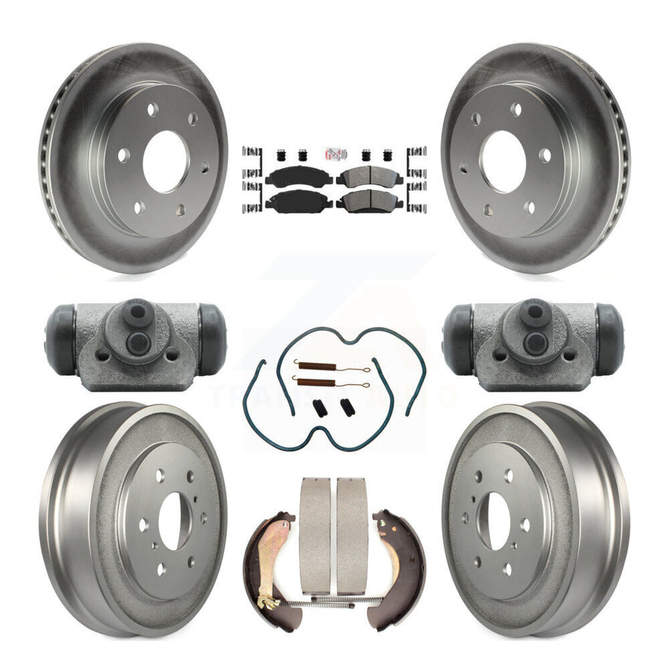Front Rear Disc Brake Rotor Semi-Metallic Pad & Coated Drum Kit (9Pc) For GMC Sierra 1500 KGA-105553