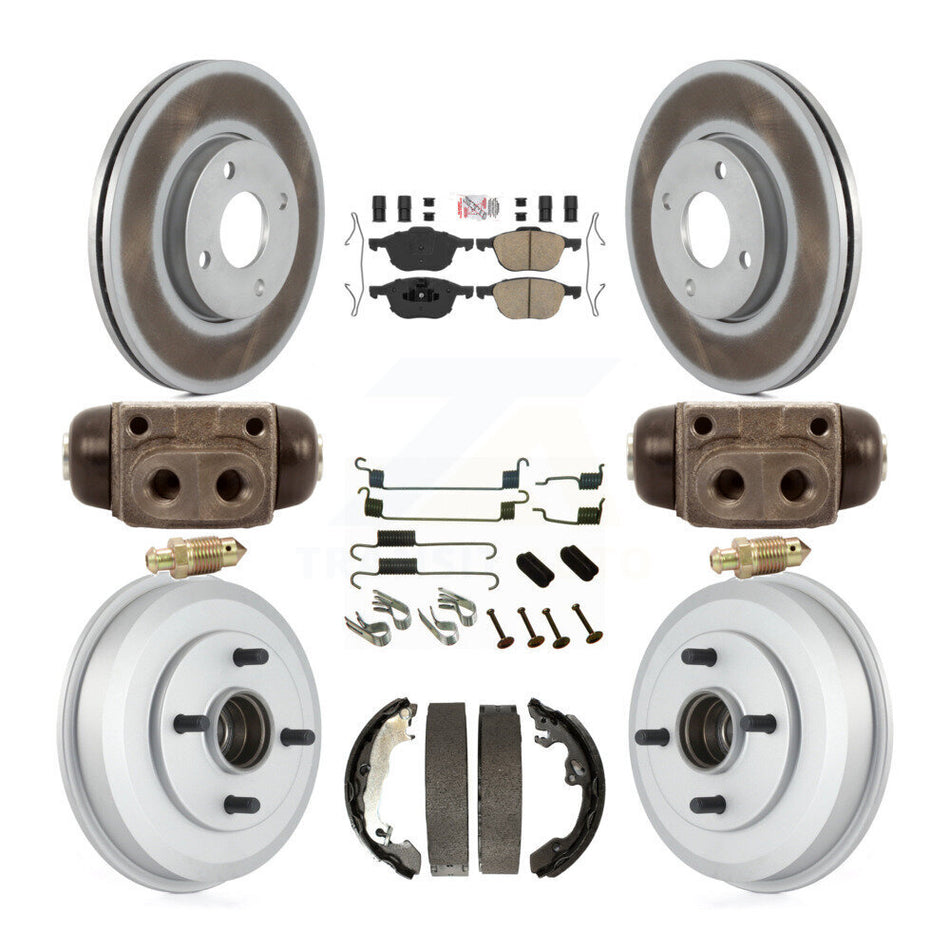 Front Rear Disc Brake Rotors Ceramic Pads And Coated Drum Kit (9Pc) For Ford Focus KGA-105554