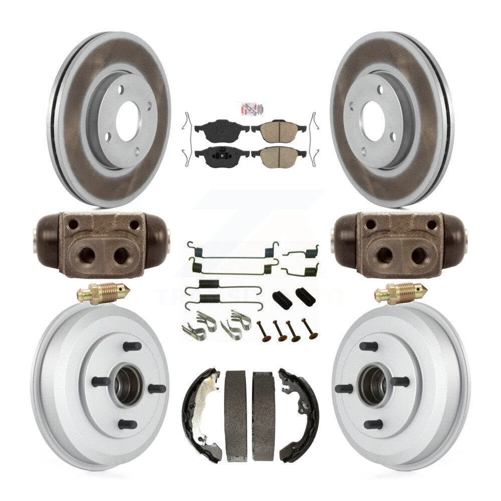 Front Rear Disc Brake Rotors Ceramic Pads And Coated Drum Kit (9Pc) For Ford Focus KGA-105555