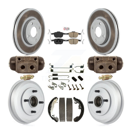Front Rear Disc Brake Rotors Ceramic Pads And Coated Drum Kit (9Pc) For Ford Focus KGA-105555