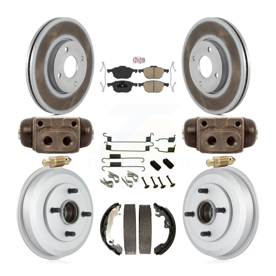 Front Rear Disc Brake Rotors Ceramic Pads And Coated Drum Kit (9Pc) For Ford Focus KGA-105555