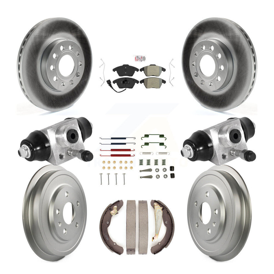 Front Rear Disc Brake Rotors Semi-Metallic Pad Coated Drum Kit (9Pc) For Volkswagen Jetta KGA-105556