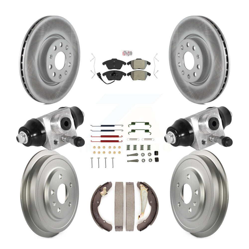 Front Rear Disc Brake Rotors Semi-Metallic Pad Coated Drum Kit (9Pc) For Volkswagen Jetta KGA-105557