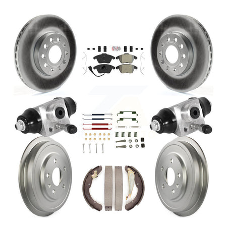 Front Rear Disc Brake Rotors Semi-Metallic Pad Coated Drum Kit (9Pc) For Volkswagen Jetta KGA-105558