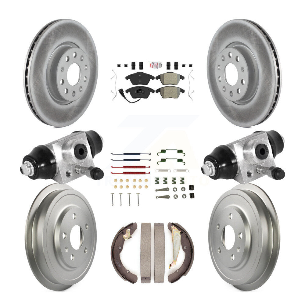 Front Rear Disc Brake Rotors Semi-Metallic Pad Coated Drum Kit (9Pc) For Volkswagen Jetta KGA-105559