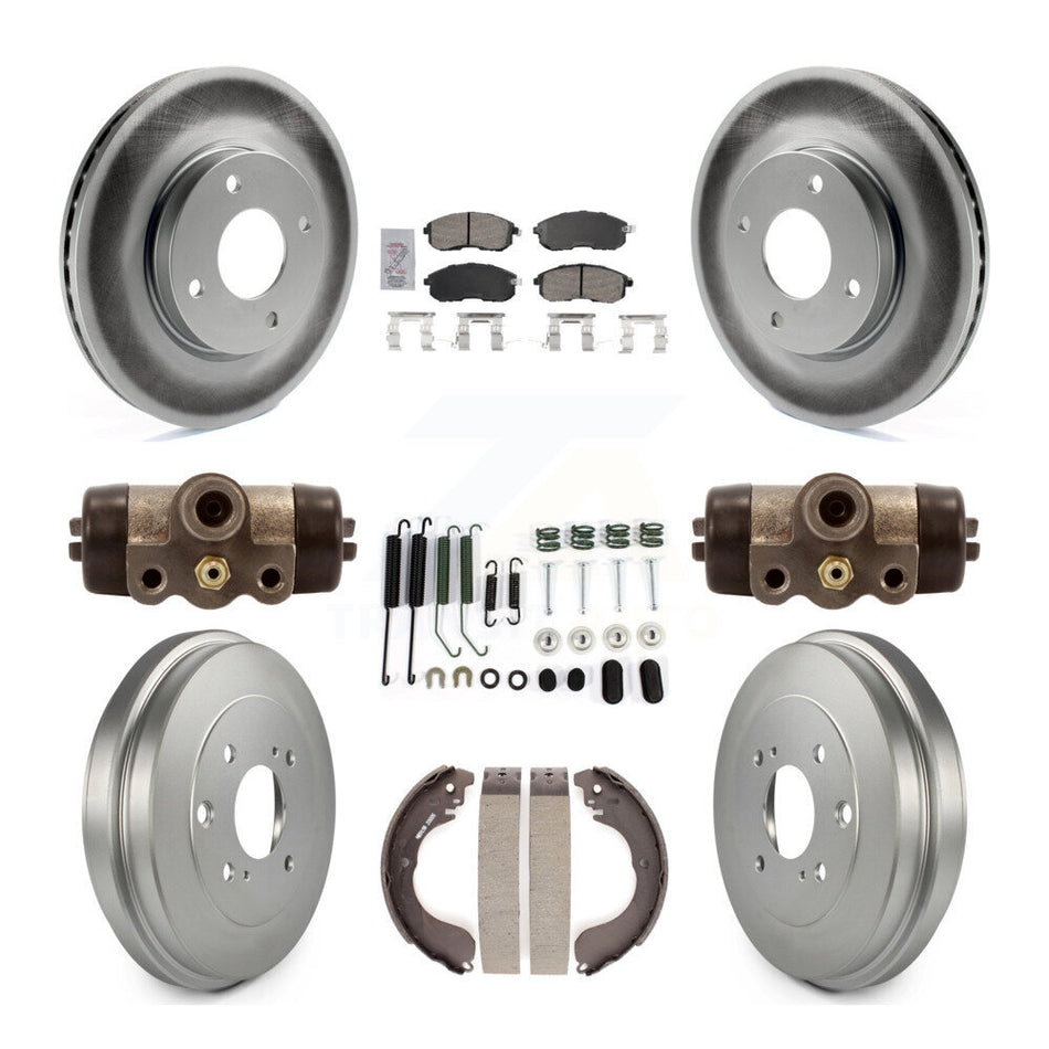 Front Rear Disc Brake Rotors Ceramic Pads And Coated Drum Kit (9Pc) For Nissan Versa KGA-105561