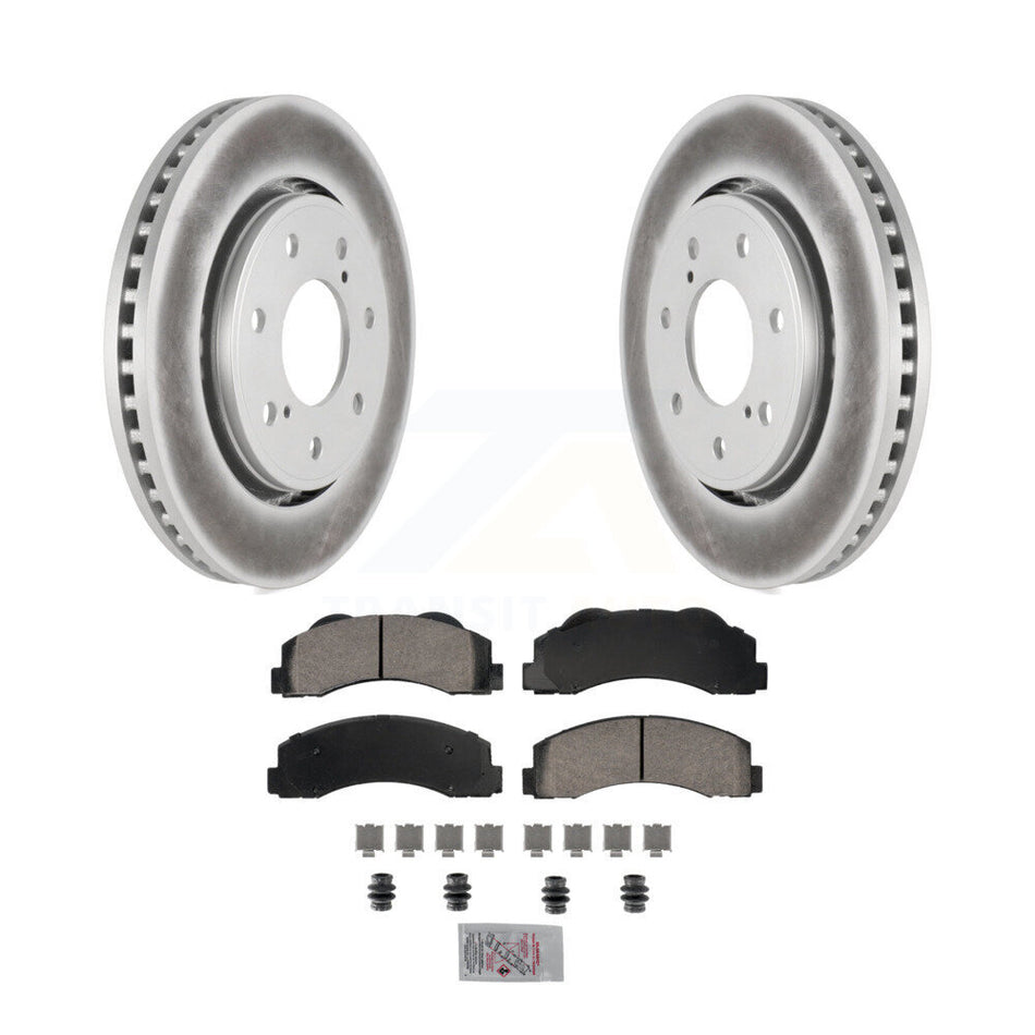 Front Coated Disc Brake Rotors Ceramic Pad Kit For 2010-2014 Ford F-150 With 7 Lug Wheels KGA-105634