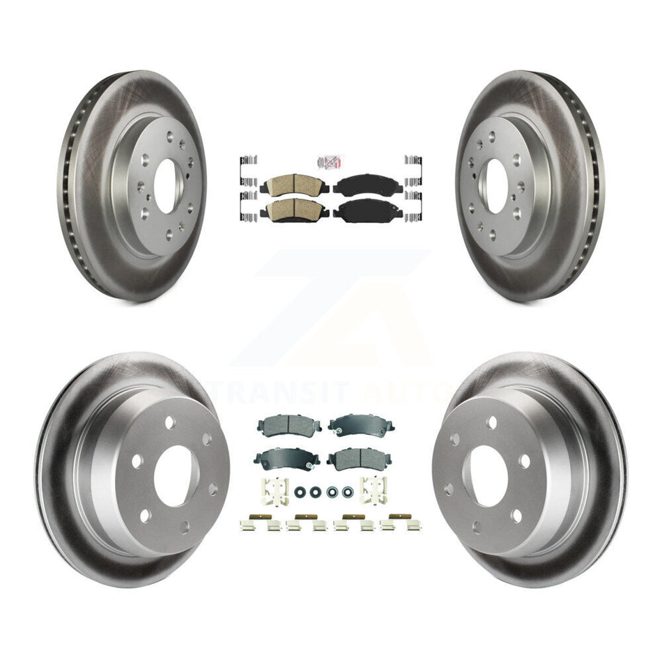 Front Ceramic Rear Semi-Metallic Pad Coated Brake Rotors Kit For Chevrolet Silverado 1500 KGA-105661