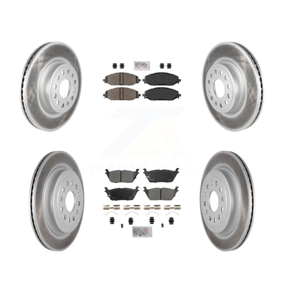 Front Rear Semi-Metallic Pads And Coated Disc Brake Rotors Kit For Ram 1500 KGA-105663