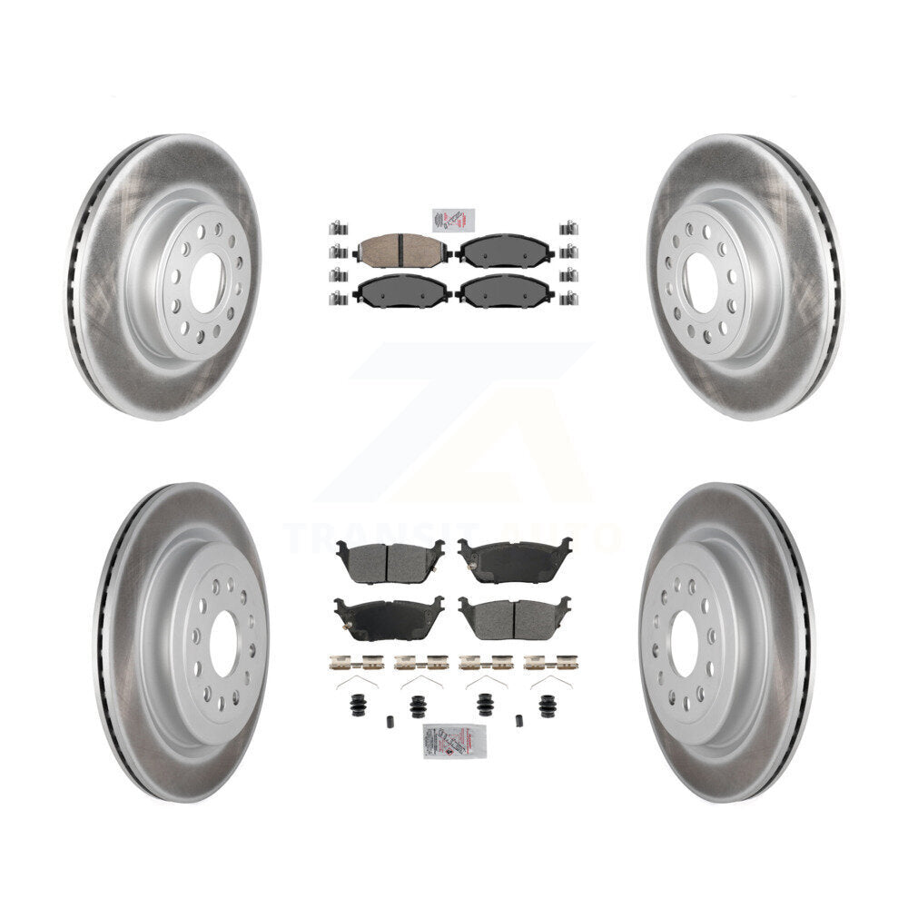 Front Ceramic Rear Semi-Metallic Pads And Coated Disc Brake Rotors Kit For Ram 1500 KGA-105664