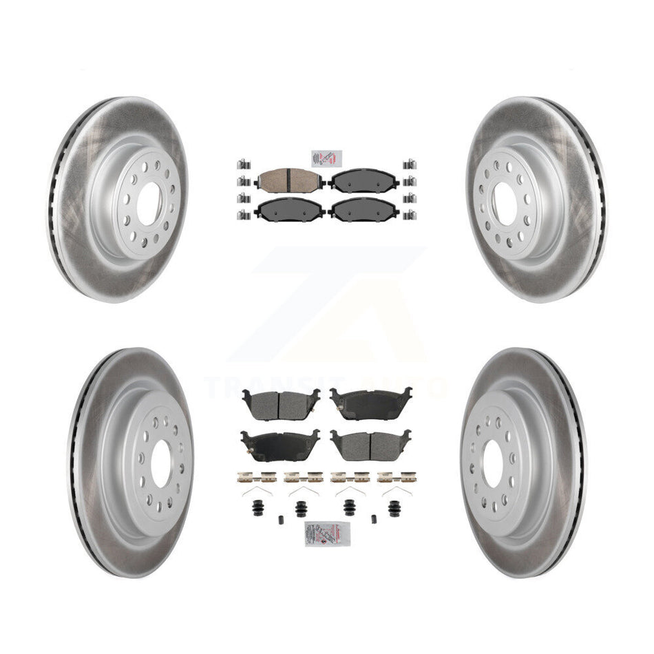 Front Ceramic Rear Semi-Metallic Pads And Coated Disc Brake Rotors Kit For Ram 1500 KGA-105664