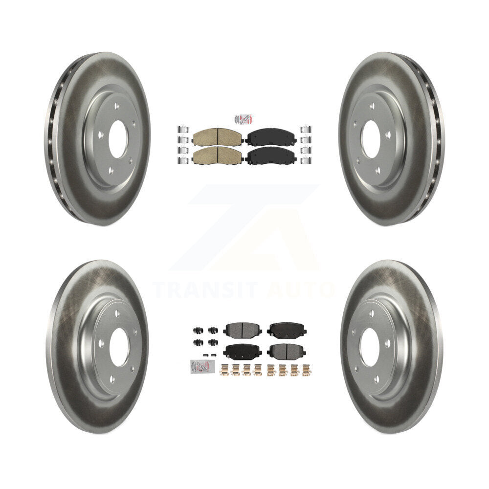 Front Ceramic Rear Semi-Metallic Pad Coat Brake Rotor Kit For Dodge Grand Caravan Journey KGA-105666