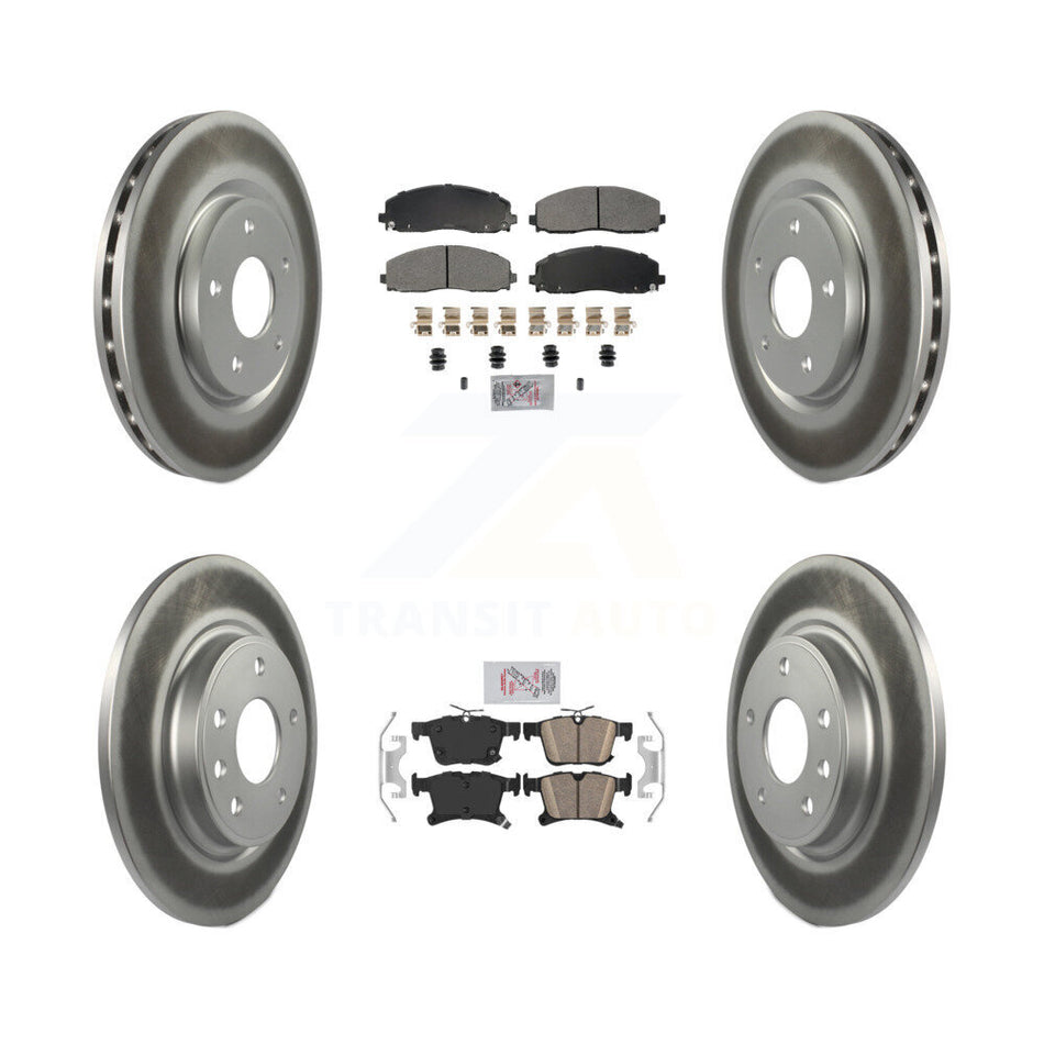 Front Semi-Metallic Rear Ceramic Pad & Coated Brake Rotor Kit For Chrysler Pacifica Grand KGA-105676