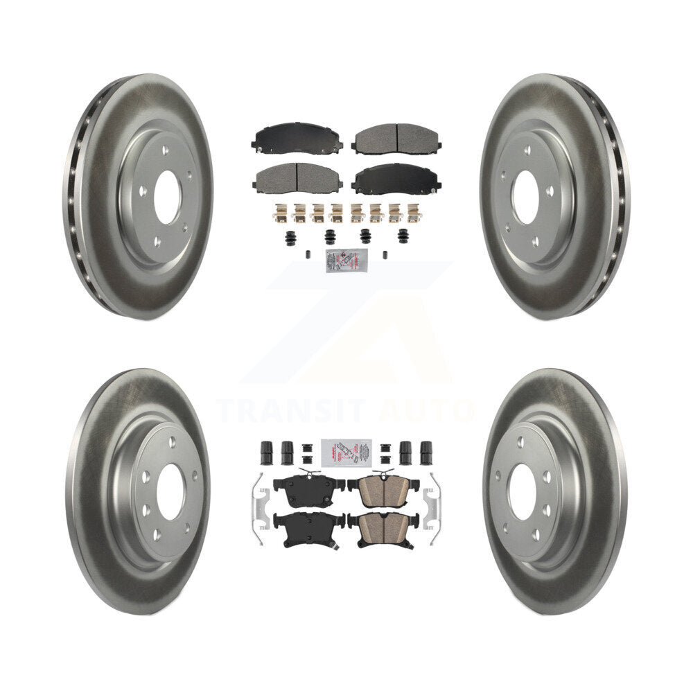 Front Semi-Metallic Rear Ceramic Pad & Coated Brake Rotor Kit For Chrysler Pacifica Grand KGA-105677