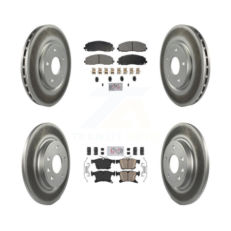 Front Semi-Metallic Rear Ceramic Pad & Coated Brake Rotor Kit For Chrysler Pacifica Grand KGA-105677