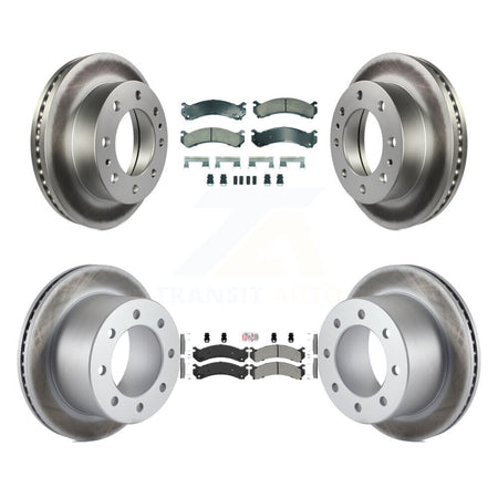 Front Ceramic Rear Semi-Metallic Pad Coat Brake Rotors Kit For Chevrolet GMC Silverado HD KGA-105689
