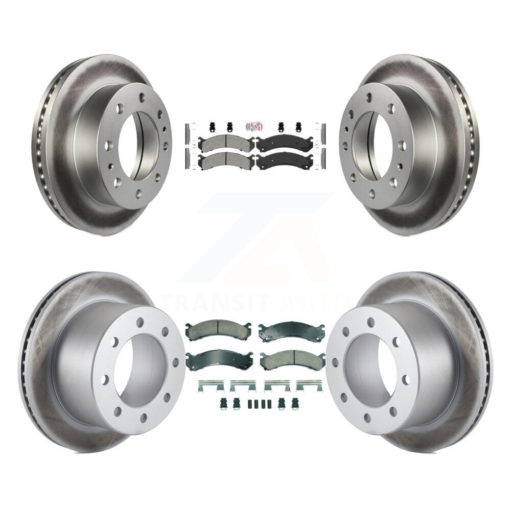 Front Semi-Metallic Rear Ceramic Pad Coat Brake Rotors Kit For Chevrolet GMC Silverado HD KGA-105691