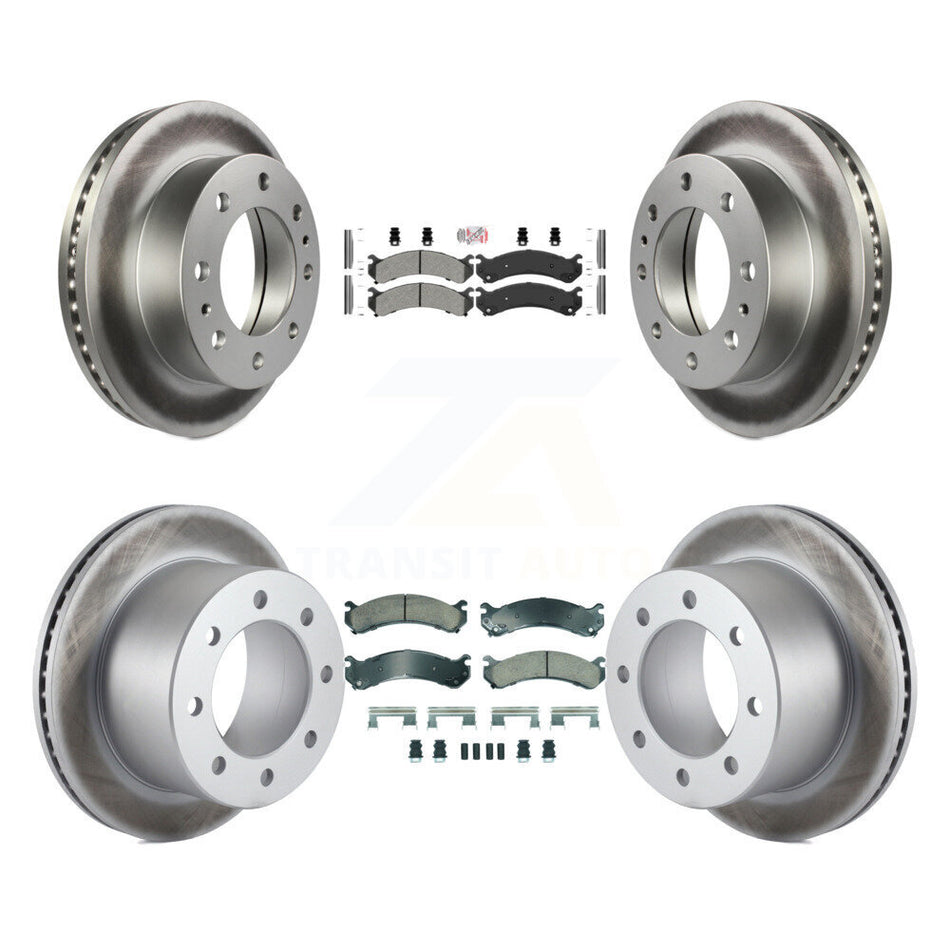 Front Semi-Metallic Rear Ceramic Pad Coat Brake Rotors Kit For Chevrolet GMC Silverado HD KGA-105691