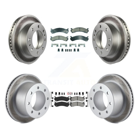 Front Ceramic Rear Semi-Metallic Pad & Coated Brake Rotor Kit For GMC Sierra 3500 Classic KGA-105695