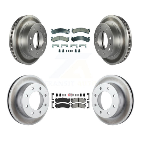Front Ceramic Rear Semi-Metallic Pad Coated Brake Rotor Kit For Chevrolet GMC Sierra 2500 KGA-105697
