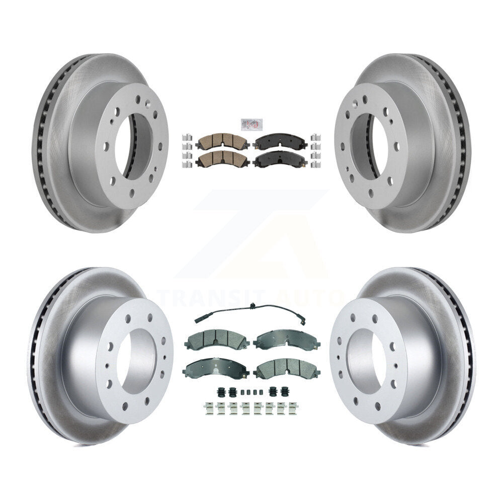 Front Ceramic Rear Semi-Metallic Pad Coated Brake Rotor Kit For GMC Chevrolet Sierra 2500 KGA-105701