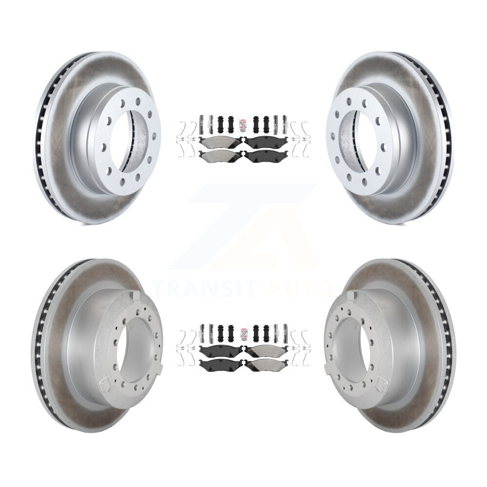 Front Rear Semi-Metallic Pad Coated Brake Rotor Kit For Ford F-450 Super Duty F-550 CF500 KGA-105703