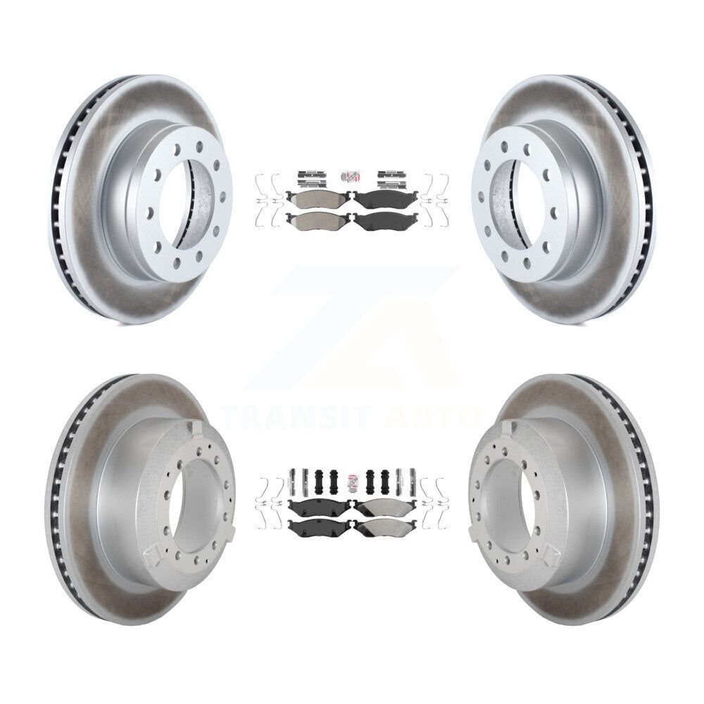 Front Rear Semi-Metallic Pad Coated Brake Rotor Kit For Ford F-450 Super Duty F-550 CF500 KGA-105704