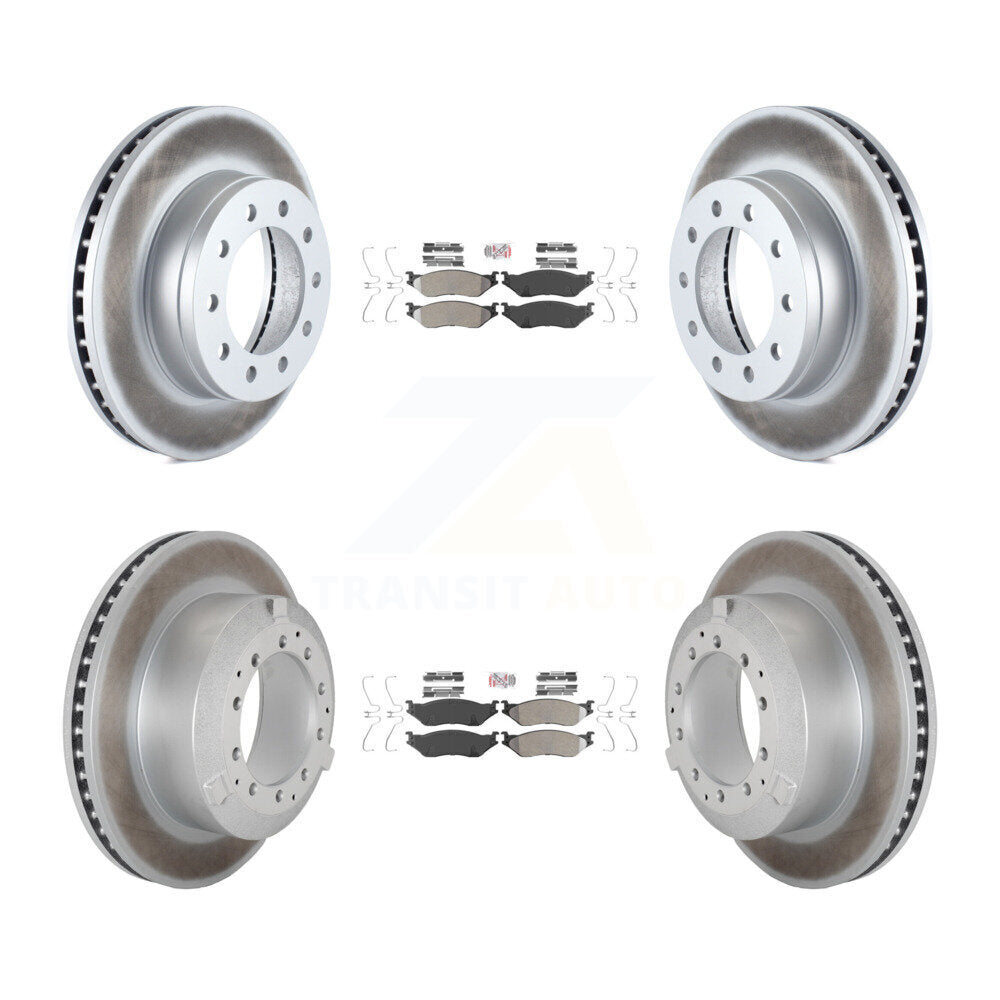 Front Rear Semi-Metallic Pad Coated Brake Rotor Kit For Ford F-450 Super Duty F-550 CF500 KGA-105706