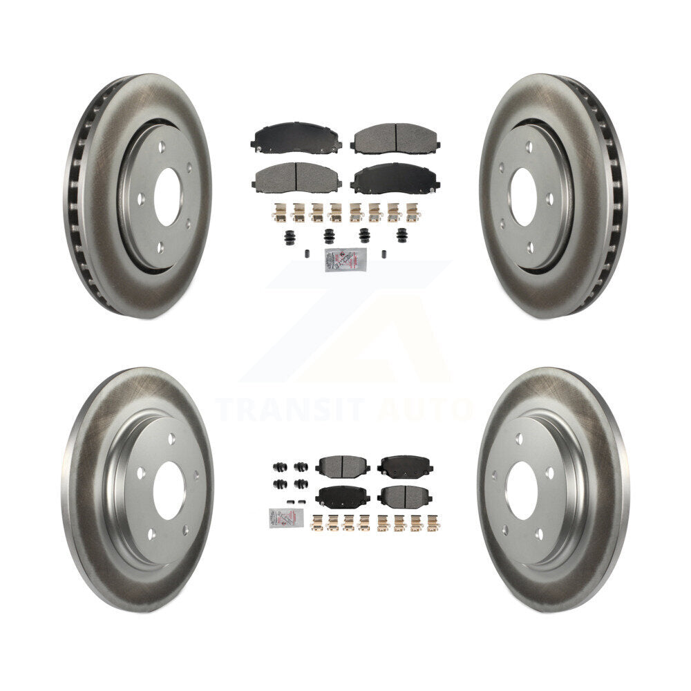 Front Rear Semi-Metallic Pads And Coated Disc Brake Rotors Kit For Dodge Grand Caravan KGA-105741