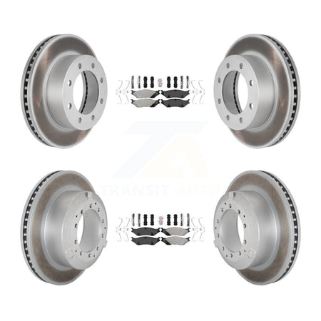 Front Rear Semi-Metallic Pads And Coated Disc Brake Rotors Kit For Ford F-450 Super Duty KGA-105748